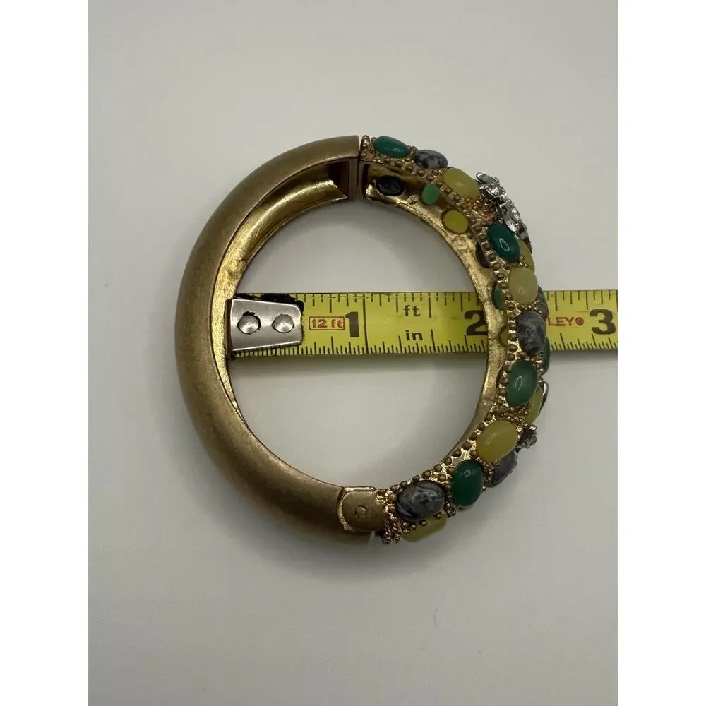 Vintage Cabi Cuff Bracelet Hinged Rhinestone Starfish Colorful Stones Gold Tone - Picture 9 of 10